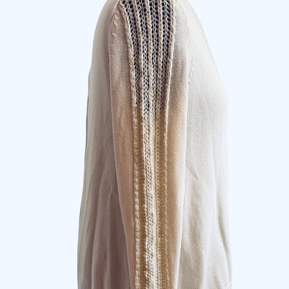 PINA ROSSI Ladie's Ivory Luxury Top Size 1X Sweater Overlay Chiffon Split Back - Picture 8 of 10